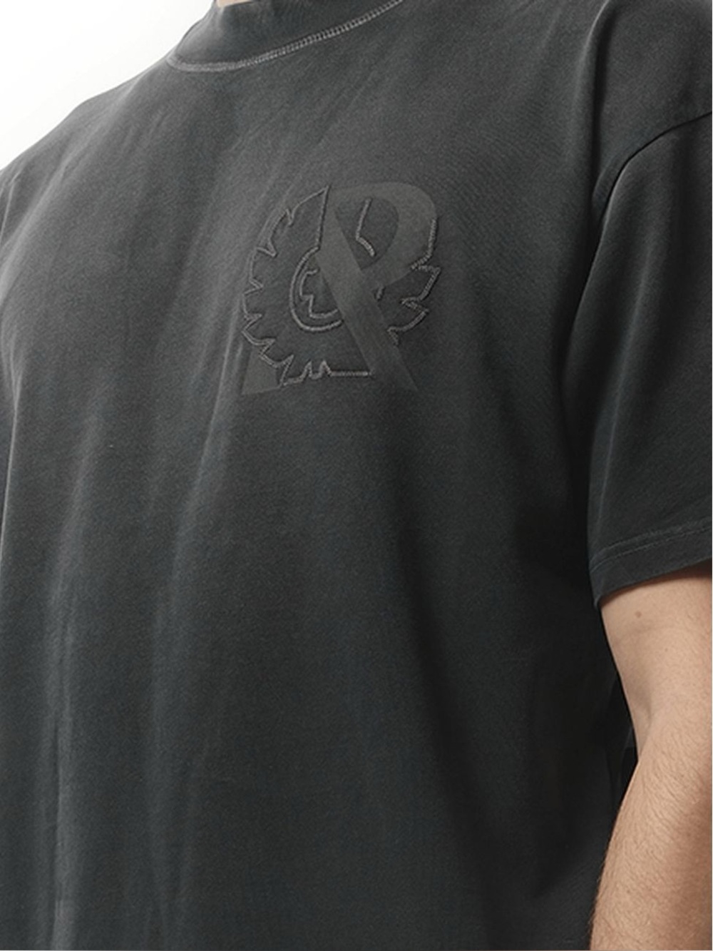 Represent X Belstaff Outline Phoenix acid wash Mens Black Crewneck Logo T-Shirt - Picture 3 of 12